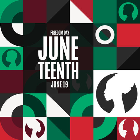 Juneteenth. Freedom Day. June 19. Holiday concept. Template for background, banner, card, poster with text inscription. Vector EPS10 illustration.のイラスト素材