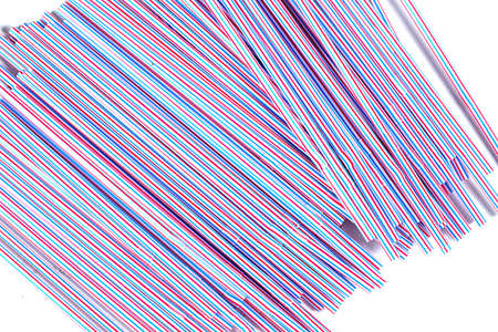 Colorful drinking straws isolated on white backgroundの写真素材