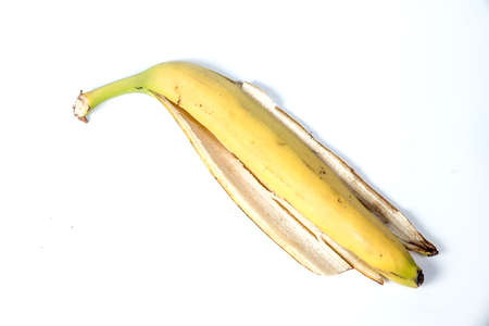 Bananas Skin isolated on white backgroundの写真素材