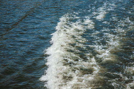 boat wave. Aerial view to ocean waves. water backgroundの写真素材