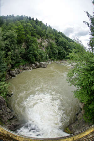 Waterfall Probiy, Carpathians, Yaremcheの写真素材