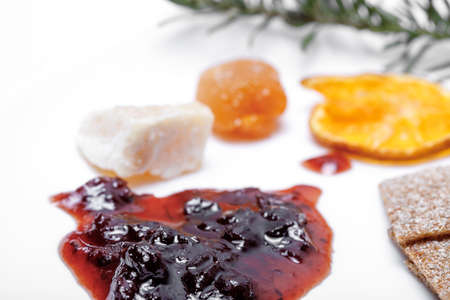 Berry jam blot isolated on whiteの写真素材