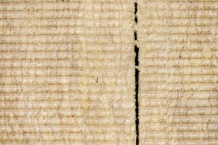 Thermal insulation material, rock wool. Thermal roof insulation layer. Mineral wool or mineral...