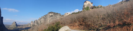 Panoramic view of Meteora, Thessaly, Greeceの写真素材