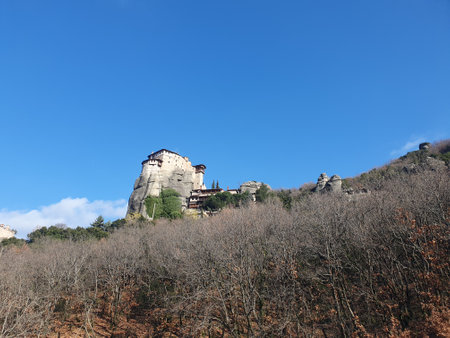 Monastery of Roussanou in Meteora, Greeceの写真素材