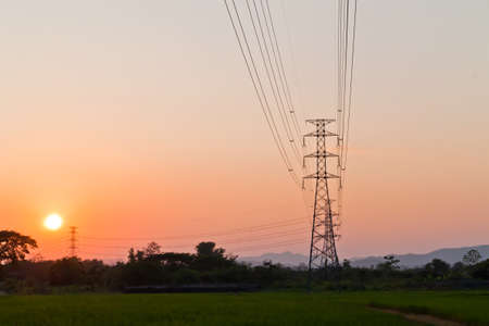 High-voltage towersの写真素材