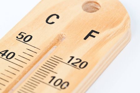 wooden thermometer isolatedの写真素材