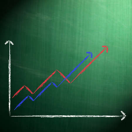 Business chart on blackboardの写真素材