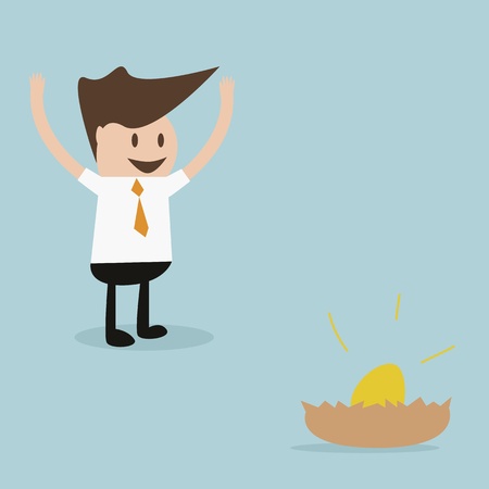 businessman looking gold egg のイラスト素材