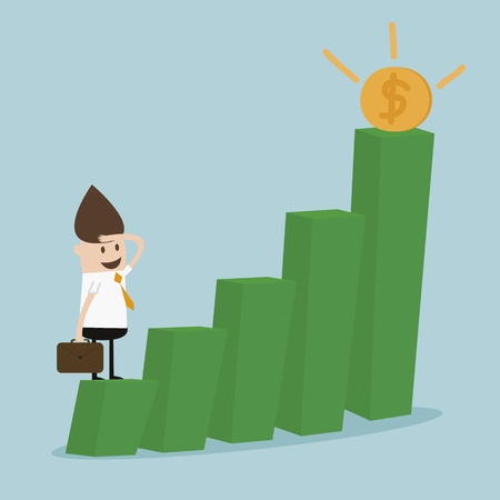 businessman look to money on chartのイラスト素材