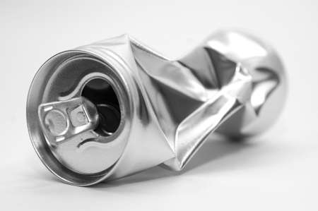 Broken metal Can. Aluminium package.の写真素材