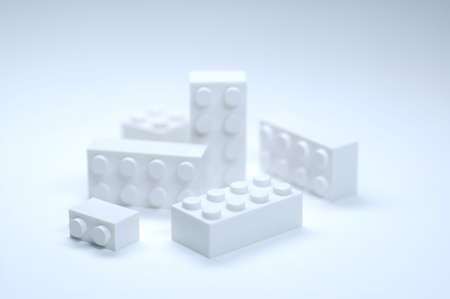 Withe building block on white backgroundの写真素材