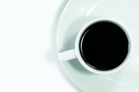 Top view hot coffee isolated on white background.の写真素材