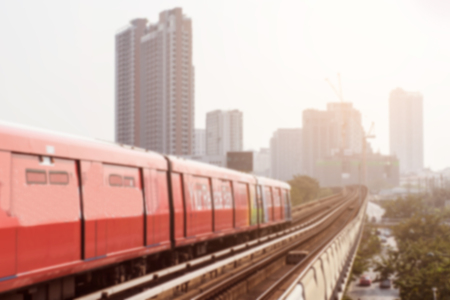 Bangkok , Thailand - February 5, 2018 : BTS sky train In Thailand with Weather is toxic because of...