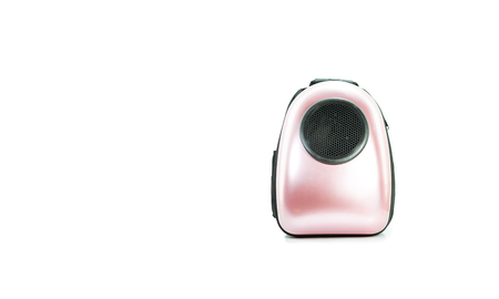 Bag pink for pet traveling isolated on white.  Concept about dog or cat for travel.の写真素材