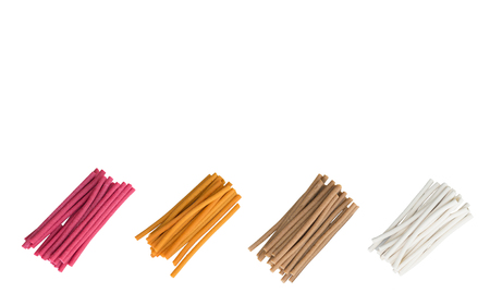 Food of snack for dog with copy space on isolated whiteの写真素材