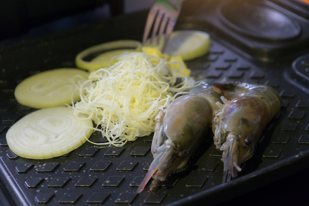 Grilled shrimp at restaurant.の写真素材