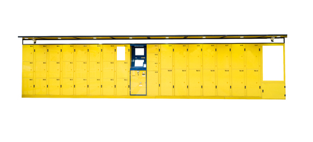 Mock up on locker service for traveler keep luggage on isolated white backgroundの写真素材