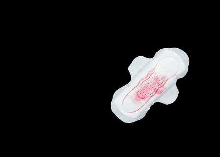 Sanitary napkins pad for women on color background.の写真素材