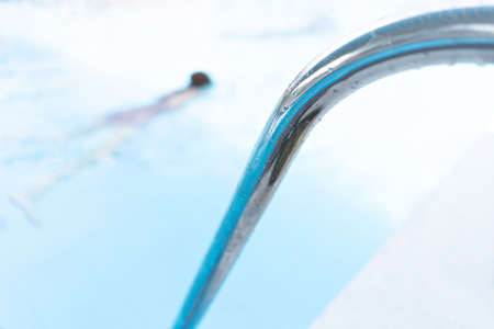 Grab bars stainless in the poolの写真素材