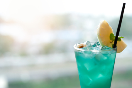 Blurred Cold drink is Green lemon for summer holiday.の写真素材