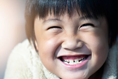 Portrait little boy happy for travelの写真素材