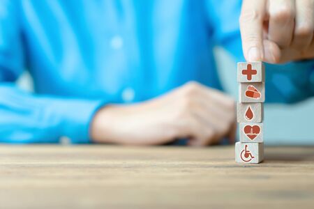 Business people chooses a icons healthcare symbolの写真素材