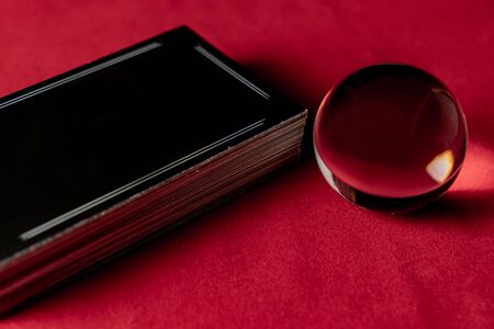Crystal ball with Tarot cards for fortune teller.  Divine magic conceptの写真素材