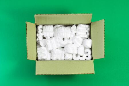Peanuts foam in cardboard box