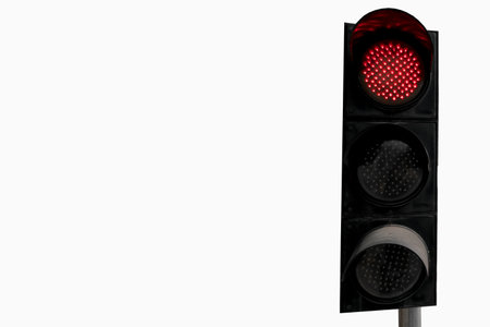 Red traffic light on isolated whiteの写真素材