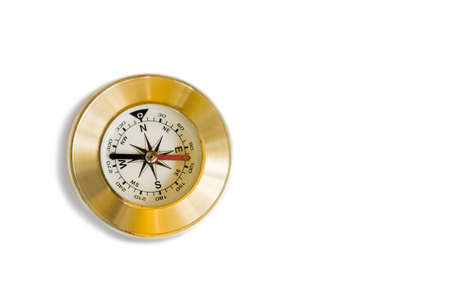 Vintage compass with copy space on isolated whiteの写真素材