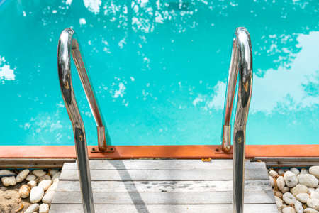 Grab bars stainless in the poolの写真素材