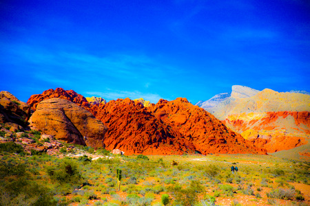 Las Vegas, NV, USA - November 5, 2015:  Rock formations and vista found at Red Rock Canyon National Conservation Area near Las Vegas, Nevada.の写真素材