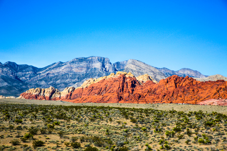 Las Vegas, NV, USA - November 5, 2015:  Rock formations and vista found at Red Rock Canyon National Conservation Area near Las Vegas, Nevada.の写真素材