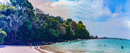 Manuel Antonio NP, Costa Rica - April 8, 2017:  Beautiful and secluded Playa Manuel Anotnio on the Pacific Coast of Costa Ricaのeditorial素材
