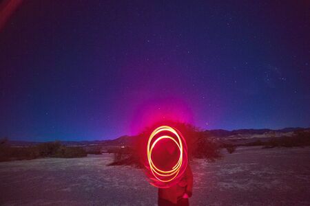 Death Valley, California, USA - December 17, 2018:  Night time sky, stars, and surroundings at the...