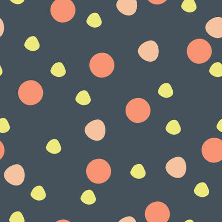 Big polka dots on dark grey background vector patternのイラスト素材