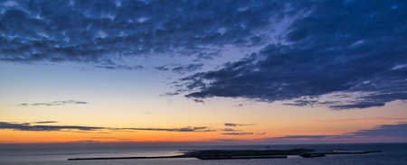 Heligoland - look on the island dune - sunrise over the seaの写真素材