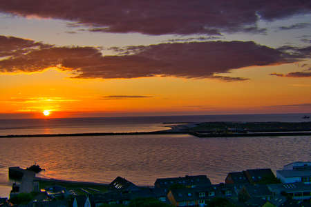 Heligoland - look on the island dune - sunrise over the seaの写真素材