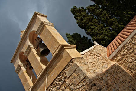 Belltower of Kera Kardiotissa Monastery, Crete, Greeceの写真素材