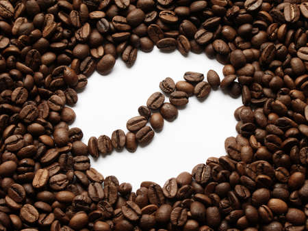 Coffee bean symbol in coffee beansの写真素材
