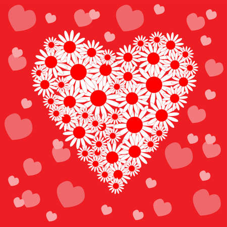 Card with a heart of white daisiesのイラスト素材