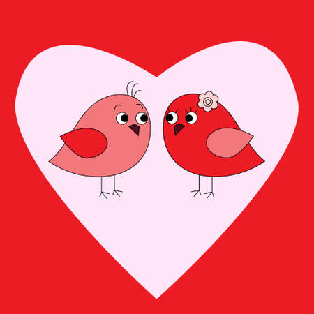 Card with birds in love and a heartのイラスト素材