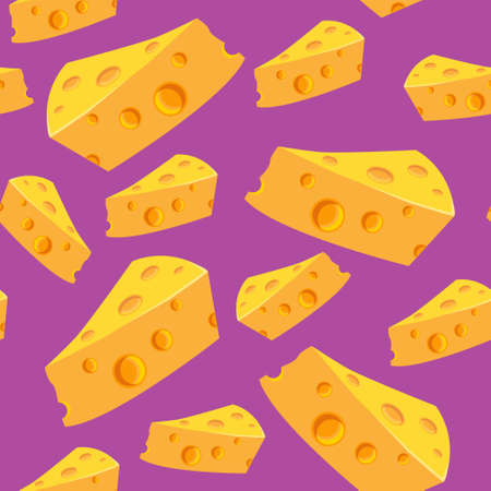 Seamless pattern with cheese on a purple backgroundのイラスト素材