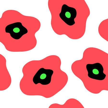 Seamless pattern with a red poppiesのイラスト素材