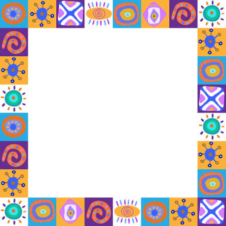 Frame with a colorful ethnic patternのイラスト素材