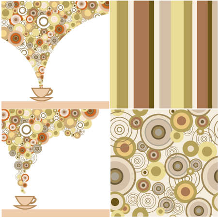 A set of cards with a cup of a coffee or cocoaのイラスト素材