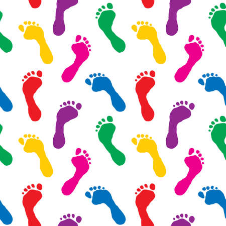 Seamless pattern of a colorful footprintsのイラスト素材