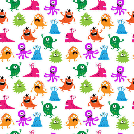 Decorative seamless pattern with a multi-colored monstersのイラスト素材