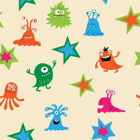 Cute seamless pattern with a monstersのイラスト素材